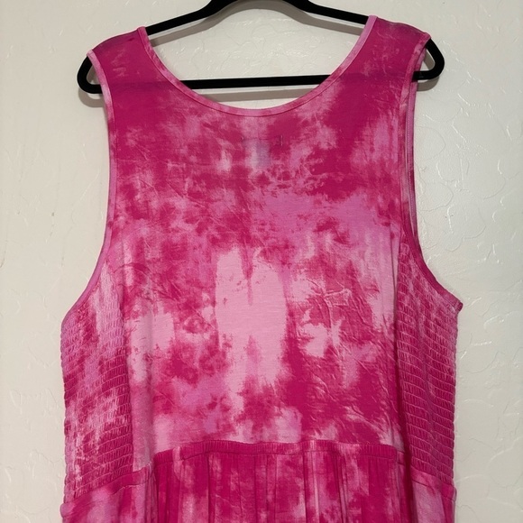 J Jason Wu Plus Size Pink Tie Dye Jersey Knit Sleeveless Maxi Sun Dress 2X - Picture 7 of 8